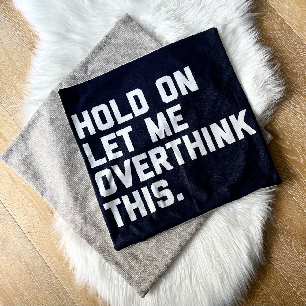 Set of 2 Cushion Covers - Apricot, Black + White ‘Hold On Let Me Overthink This